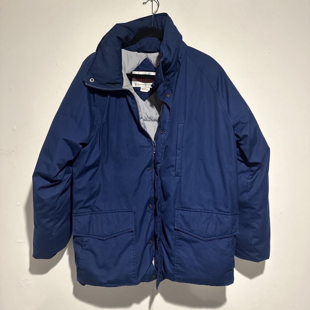 VTG Earthwear Zip Goose Down Men Jacket Quilted Liner Pockets Outdoors LARGE
